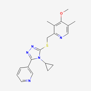 molecular formula C19H21N5OS B7662162 2-[(4-Cyclopropyl-5-pyridin-3-yl-1,2,4-triazol-3-yl)sulfanylmethyl]-4-methoxy-3,5-dimethylpyridine 