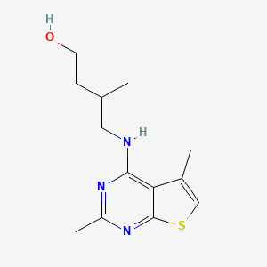 4-[(2,5-Dimethylthieno[2,3-d]pyrimidin-4-yl)amino]-3-methylbutan-1-ol