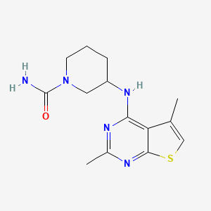 molecular formula C14H19N5OS B7662215 3-[(2,5-Dimethylthieno[2,3-d]pyrimidin-4-yl)amino]piperidine-1-carboxamide 