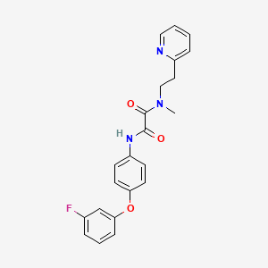 molecular formula C22H20FN3O3 B7662218 N-[4-(3-fluorophenoxy)phenyl]-N'-methyl-N'-(2-pyridin-2-ylethyl)oxamide 