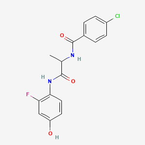 4-chloro-N-[1-(2-fluoro-4-hydroxyanilino)-1-oxopropan-2-yl]benzamide