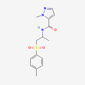 molecular formula C15H19N3O3S B7662587 2-methyl-N-[1-(4-methylphenyl)sulfonylpropan-2-yl]pyrazole-3-carboxamide 