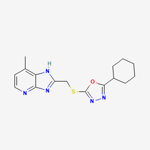 2-cyclohexyl-5-[(7-methyl-1H-imidazo[4,5-b]pyridin-2-yl)methylsulfanyl]-1,3,4-oxadiazole