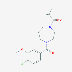 molecular formula C17H23ClN2O3 B7662797 1-[4-(4-Chloro-3-methoxybenzoyl)-1,4-diazepan-1-yl]-2-methylpropan-1-one 