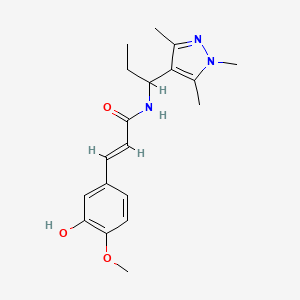 (E)-3-(3-hydroxy-4-methoxyphenyl)-N-[1-(1,3,5-trimethylpyrazol-4-yl)propyl]prop-2-enamide