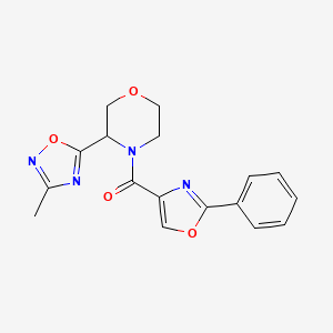 [3-(3-Methyl-1,2,4-oxadiazol-5-yl)morpholin-4-yl]-(2-phenyl-1,3-oxazol-4-yl)methanone