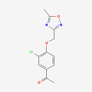 molecular formula C12H11ClN2O3 B7662880 1-[3-Chloro-4-[(5-methyl-1,2,4-oxadiazol-3-yl)methoxy]phenyl]ethanone 