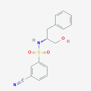 molecular formula C16H16N2O3S B7662902 3-cyano-N-[(2R)-1-hydroxy-3-phenylpropan-2-yl]benzenesulfonamide 