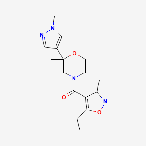 (5-Ethyl-3-methyl-1,2-oxazol-4-yl)-[2-methyl-2-(1-methylpyrazol-4-yl)morpholin-4-yl]methanone