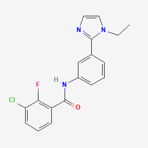 molecular formula C18H15ClFN3O B7663194 3-chloro-N-[3-(1-ethylimidazol-2-yl)phenyl]-2-fluorobenzamide 