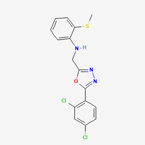 N-[[5-(2,4-dichlorophenyl)-1,3,4-oxadiazol-2-yl]methyl]-2-methylsulfanylaniline