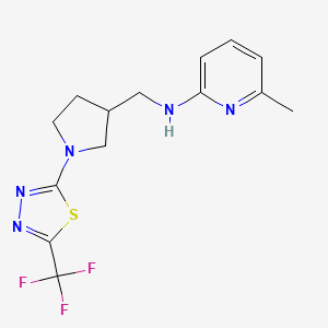 molecular formula C14H16F3N5S B7663958 6-methyl-N-[[1-[5-(trifluoromethyl)-1,3,4-thiadiazol-2-yl]pyrrolidin-3-yl]methyl]pyridin-2-amine 