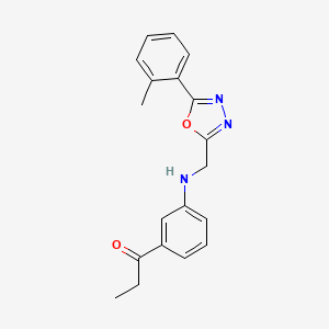 molecular formula C19H19N3O2 B7664090 1-[3-[[5-(2-Methylphenyl)-1,3,4-oxadiazol-2-yl]methylamino]phenyl]propan-1-one 