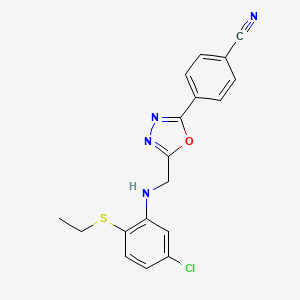 4-[5-[(5-Chloro-2-ethylsulfanylanilino)methyl]-1,3,4-oxadiazol-2-yl]benzonitrile