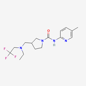 molecular formula C16H23F3N4O B7664340 3-[[ethyl(2,2,2-trifluoroethyl)amino]methyl]-N-(5-methylpyridin-2-yl)pyrrolidine-1-carboxamide 