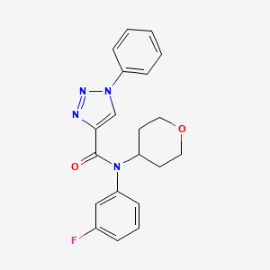 molecular formula C20H19FN4O2 B7664387 N-(3-fluorophenyl)-N-(oxan-4-yl)-1-phenyltriazole-4-carboxamide 