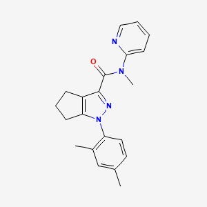 molecular formula C21H22N4O B7664399 1-(2,4-dimethylphenyl)-N-methyl-N-pyridin-2-yl-5,6-dihydro-4H-cyclopenta[c]pyrazole-3-carboxamide 