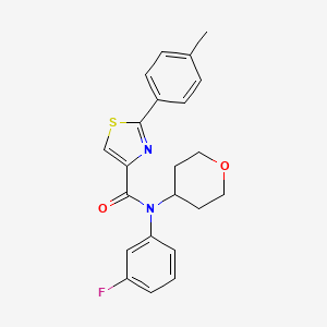 molecular formula C22H21FN2O2S B7664407 N-(3-fluorophenyl)-2-(4-methylphenyl)-N-(oxan-4-yl)-1,3-thiazole-4-carboxamide 