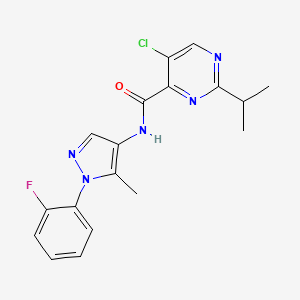 molecular formula C18H17ClFN5O B7664415 5-chloro-N-[1-(2-fluorophenyl)-5-methylpyrazol-4-yl]-2-propan-2-ylpyrimidine-4-carboxamide 