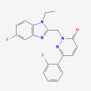 molecular formula C20H16F2N4O B7664472 2-[(1-Ethyl-5-fluorobenzimidazol-2-yl)methyl]-6-(2-fluorophenyl)pyridazin-3-one 