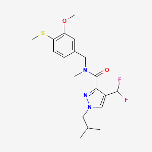 molecular formula C19H25F2N3O2S B7664475 4-(difluoromethyl)-N-[(3-methoxy-4-methylsulfanylphenyl)methyl]-N-methyl-1-(2-methylpropyl)pyrazole-3-carboxamide 