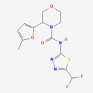 molecular formula C13H14F2N4O3S B7664504 N-[5-(difluoromethyl)-1,3,4-thiadiazol-2-yl]-3-(5-methylfuran-2-yl)morpholine-4-carboxamide 