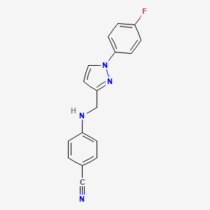 molecular formula C17H13FN4 B7664530 4-[[1-(4-Fluorophenyl)pyrazol-3-yl]methylamino]benzonitrile 