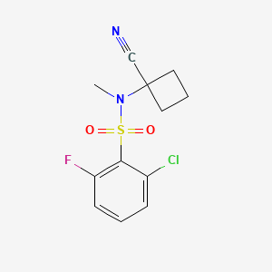 molecular formula C12H12ClFN2O2S B7664540 2-chloro-N-(1-cyanocyclobutyl)-6-fluoro-N-methylbenzenesulfonamide 