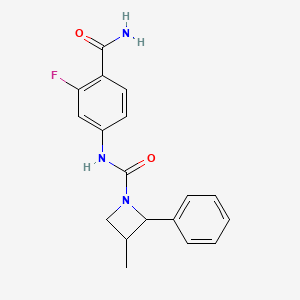 molecular formula C18H18FN3O2 B7664553 N-(4-carbamoyl-3-fluorophenyl)-3-methyl-2-phenylazetidine-1-carboxamide 