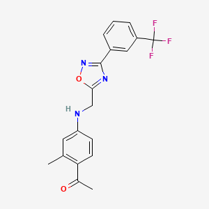 molecular formula C19H16F3N3O2 B7664571 1-[2-Methyl-4-[[3-[3-(trifluoromethyl)phenyl]-1,2,4-oxadiazol-5-yl]methylamino]phenyl]ethanone 