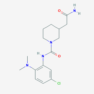 molecular formula C16H23ClN4O2 B7664577 3-(2-amino-2-oxoethyl)-N-[5-chloro-2-(dimethylamino)phenyl]piperidine-1-carboxamide 