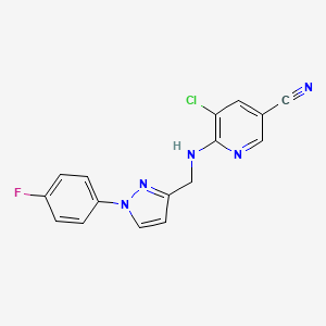 5-Chloro-6-[[1-(4-fluorophenyl)pyrazol-3-yl]methylamino]pyridine-3-carbonitrile