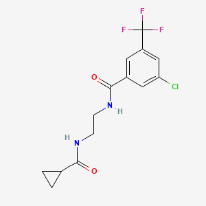 molecular formula C14H14ClF3N2O2 B7664608 3-chloro-N-[2-(cyclopropanecarbonylamino)ethyl]-5-(trifluoromethyl)benzamide 