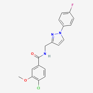 4-chloro-N-[[1-(4-fluorophenyl)pyrazol-3-yl]methyl]-3-methoxybenzamide