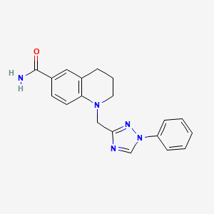 molecular formula C19H19N5O B7664618 1-[(1-phenyl-1,2,4-triazol-3-yl)methyl]-3,4-dihydro-2H-quinoline-6-carboxamide 