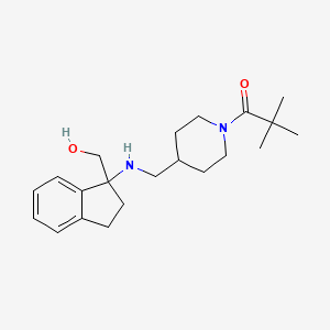 molecular formula C21H32N2O2 B7664679 1-[4-[[[1-(Hydroxymethyl)-2,3-dihydroinden-1-yl]amino]methyl]piperidin-1-yl]-2,2-dimethylpropan-1-one 