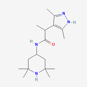 molecular formula C17H30N4O B7664766 2-(3,5-dimethyl-1H-pyrazol-4-yl)-N-(2,2,6,6-tetramethylpiperidin-4-yl)propanamide 