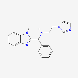 molecular formula C20H21N5 B7664782 2-imidazol-1-yl-N-[(1-methylbenzimidazol-2-yl)-phenylmethyl]ethanamine 