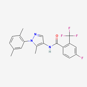 molecular formula C20H17F4N3O B7664810 N-[1-(2,5-dimethylphenyl)-5-methylpyrazol-4-yl]-4-fluoro-2-(trifluoromethyl)benzamide 