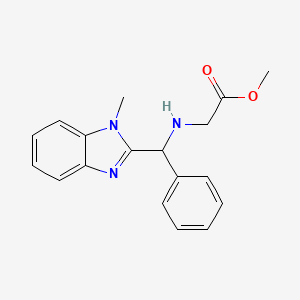 molecular formula C18H19N3O2 B7664814 Methyl 2-[[(1-methylbenzimidazol-2-yl)-phenylmethyl]amino]acetate 