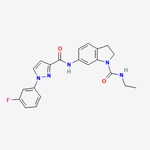 molecular formula C21H20FN5O2 B7664884 N-ethyl-6-[[1-(3-fluorophenyl)pyrazole-3-carbonyl]amino]-2,3-dihydroindole-1-carboxamide 