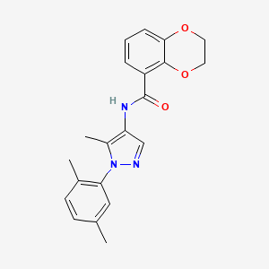 molecular formula C21H21N3O3 B7664890 N-[1-(2,5-dimethylphenyl)-5-methylpyrazol-4-yl]-2,3-dihydro-1,4-benzodioxine-5-carboxamide 