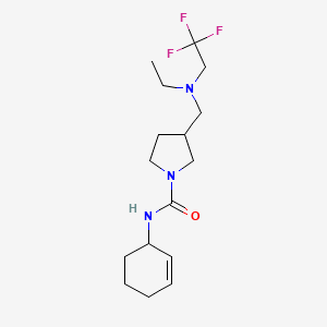 molecular formula C16H26F3N3O B7664915 N-cyclohex-2-en-1-yl-3-[[ethyl(2,2,2-trifluoroethyl)amino]methyl]pyrrolidine-1-carboxamide 