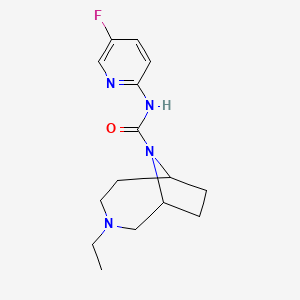 molecular formula C15H21FN4O B7664963 3-ethyl-N-(5-fluoropyridin-2-yl)-3,9-diazabicyclo[4.2.1]nonane-9-carboxamide 