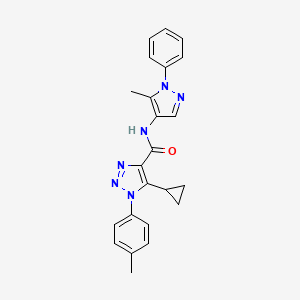 molecular formula C23H22N6O B7664974 5-cyclopropyl-1-(4-methylphenyl)-N-(5-methyl-1-phenylpyrazol-4-yl)triazole-4-carboxamide 