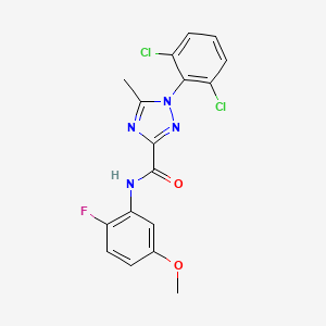 molecular formula C17H13Cl2FN4O2 B7665055 1-(2,6-dichlorophenyl)-N-(2-fluoro-5-methoxyphenyl)-5-methyl-1,2,4-triazole-3-carboxamide 