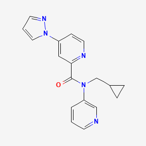 molecular formula C18H17N5O B7665063 N-(cyclopropylmethyl)-4-pyrazol-1-yl-N-pyridin-3-ylpyridine-2-carboxamide 