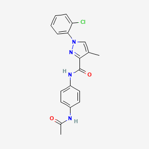 molecular formula C19H17ClN4O2 B7665133 N-(4-acetamidophenyl)-1-(2-chlorophenyl)-4-methylpyrazole-3-carboxamide 