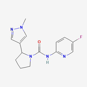 molecular formula C14H16FN5O B7665202 N-(5-fluoropyridin-2-yl)-2-(1-methylpyrazol-4-yl)pyrrolidine-1-carboxamide 