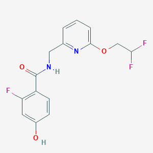 molecular formula C15H13F3N2O3 B7665207 N-[[6-(2,2-difluoroethoxy)pyridin-2-yl]methyl]-2-fluoro-4-hydroxybenzamide 